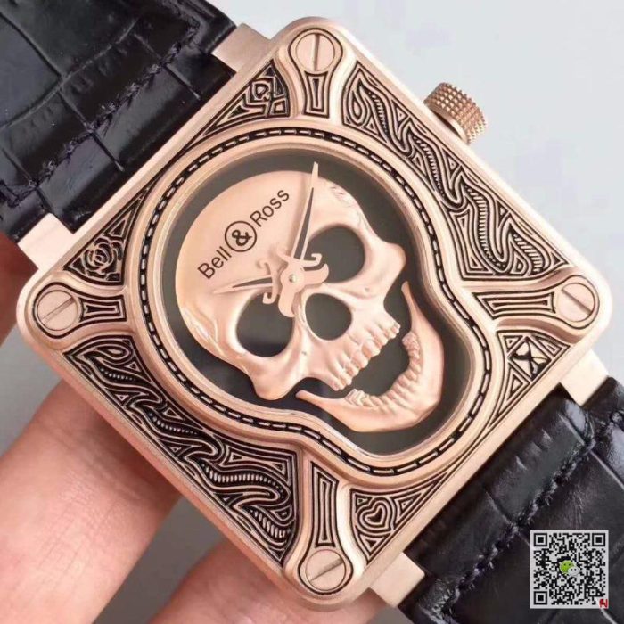 Replica Bell & Ross BR 01 Skull Bronze Rose Gold and Black Dial - Image 5