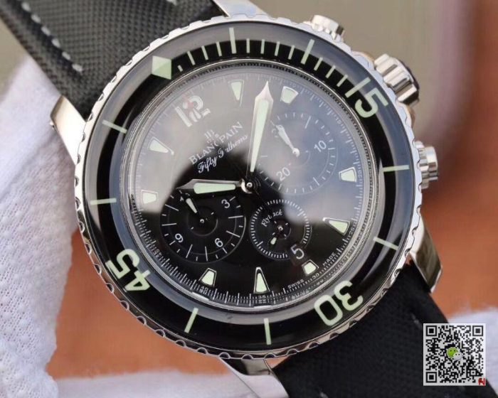 Replica Blancpain Fifty Fathoms Chronographe Flyback 5085F-1130-52A OM Factory Black Nylon Strap Black Dial - Image 5