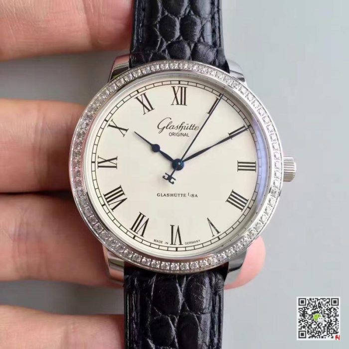 Replica Glashutte Original Senator Excellence V4 1-39-52-01-02-04 FK Factory Diamond Bezel White Dial - Image 2