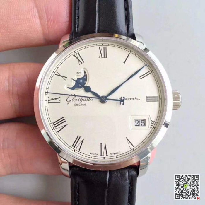 Replica Glashutte Senator Panorama Date Moon Phase 100-04-32-12-04 GF Factory White Dial - Image 2