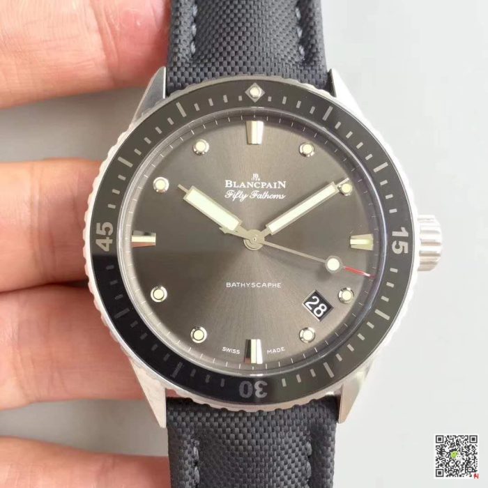 Replica Blancpain Fifty Fathoms Bathyscaphe 5000-1110-B52A ZF Factory Meteor Grey Dial - Image 2